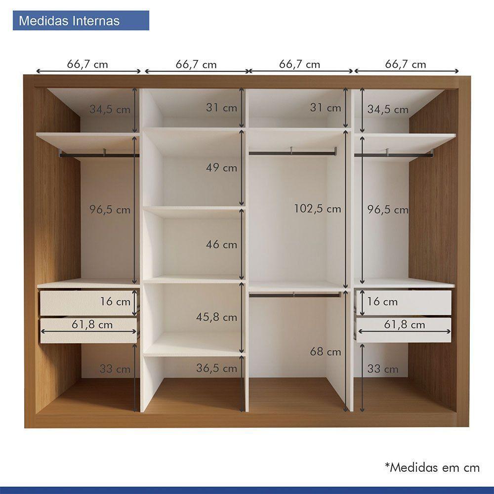 Guarda Roupa Casal Milano 4 Portas 4 Gavetas Minastex Carvalho - 5