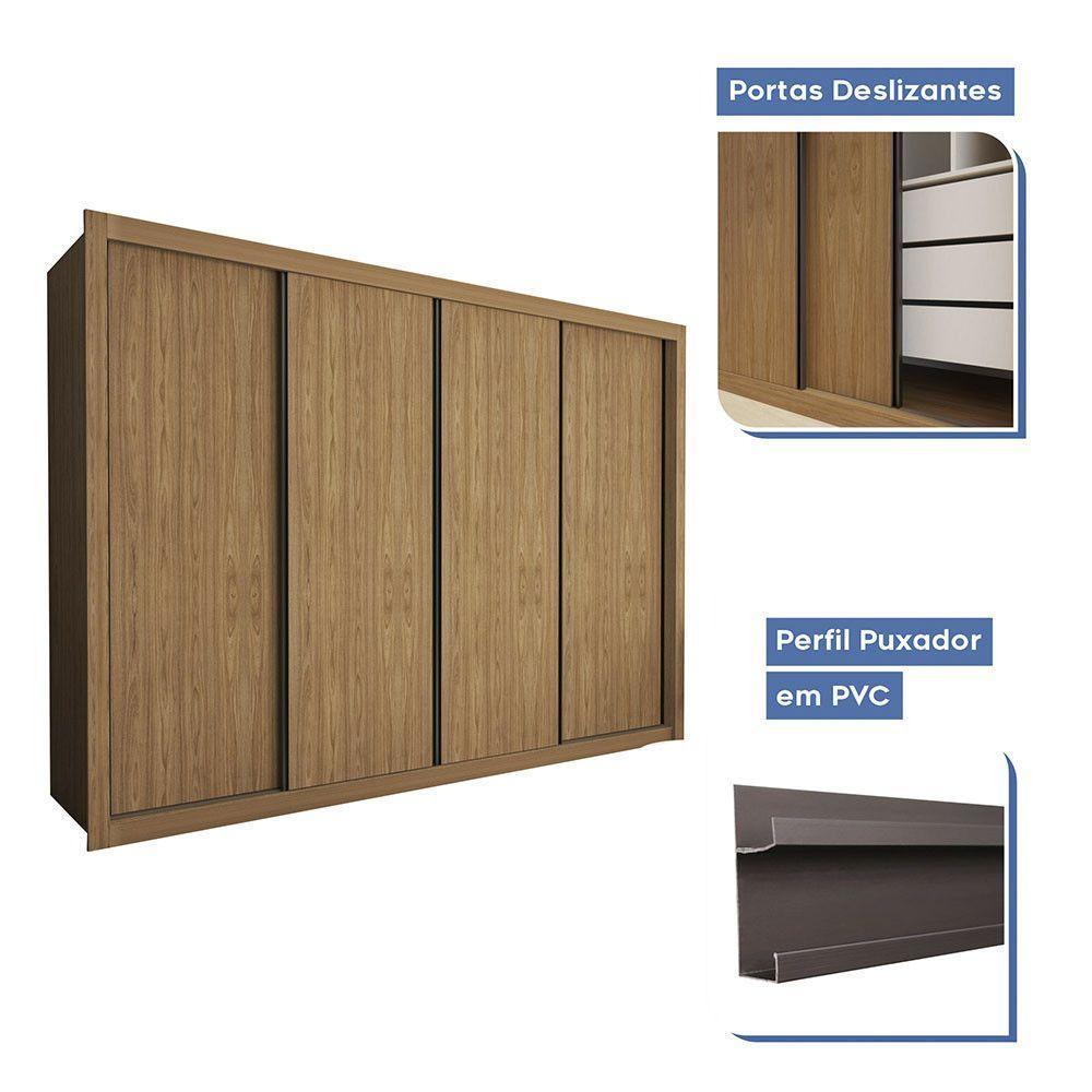 Guarda Roupa Casal Milano 4 Portas 4 Gavetas Minastex Carvalho - 7