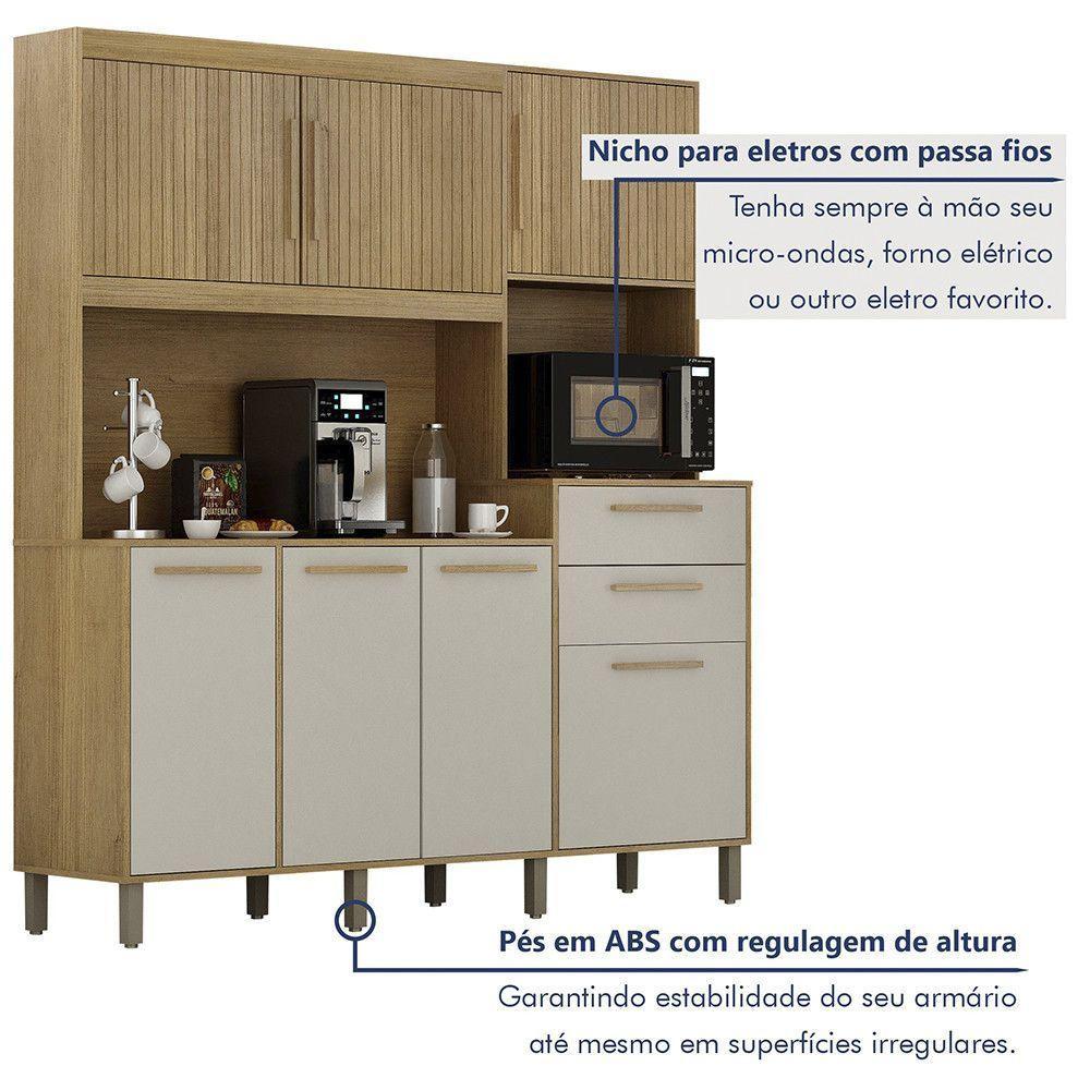 Armário De Cozinha 7 Portas 2 Gavetas Quartzo Valdemóveis Cinamomo/off White - 2