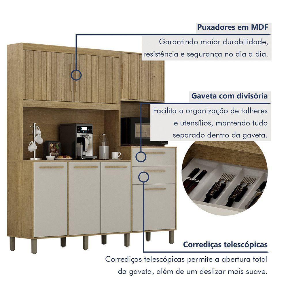 Armário De Cozinha 7 Portas 2 Gavetas Quartzo Valdemóveis Cinamomo/off White - 3