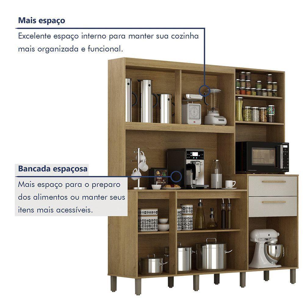 Armário De Cozinha 7 Portas 2 Gavetas Quartzo Valdemóveis Cinamomo/off White - 4