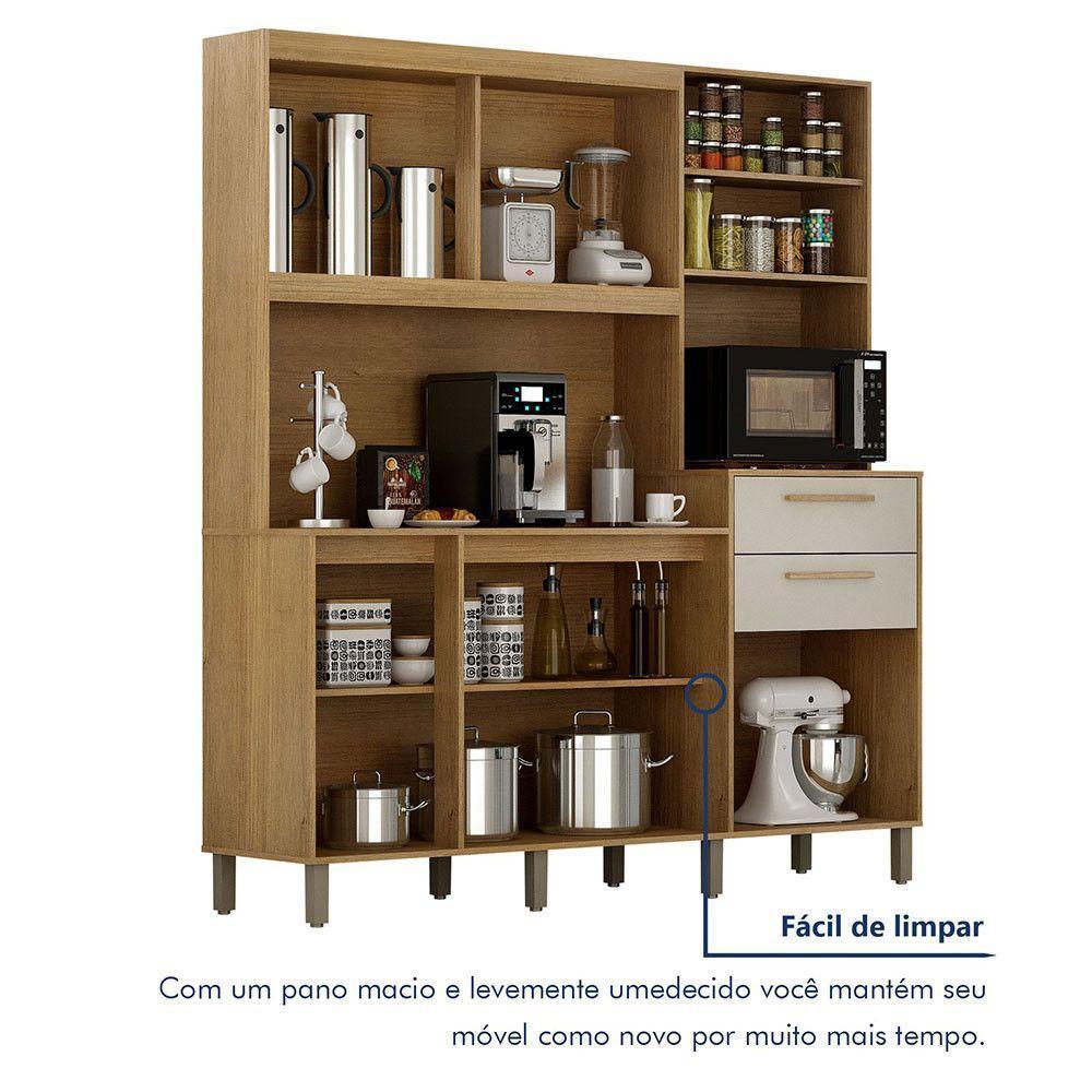 Armário De Cozinha 7 Portas 2 Gavetas Quartzo Valdemóveis Cinamomo/off White - 6
