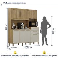 Armário De Cozinha 7 Portas 2 Gavetas Quartzo Valdemóveis Cinamomo/off White - 7