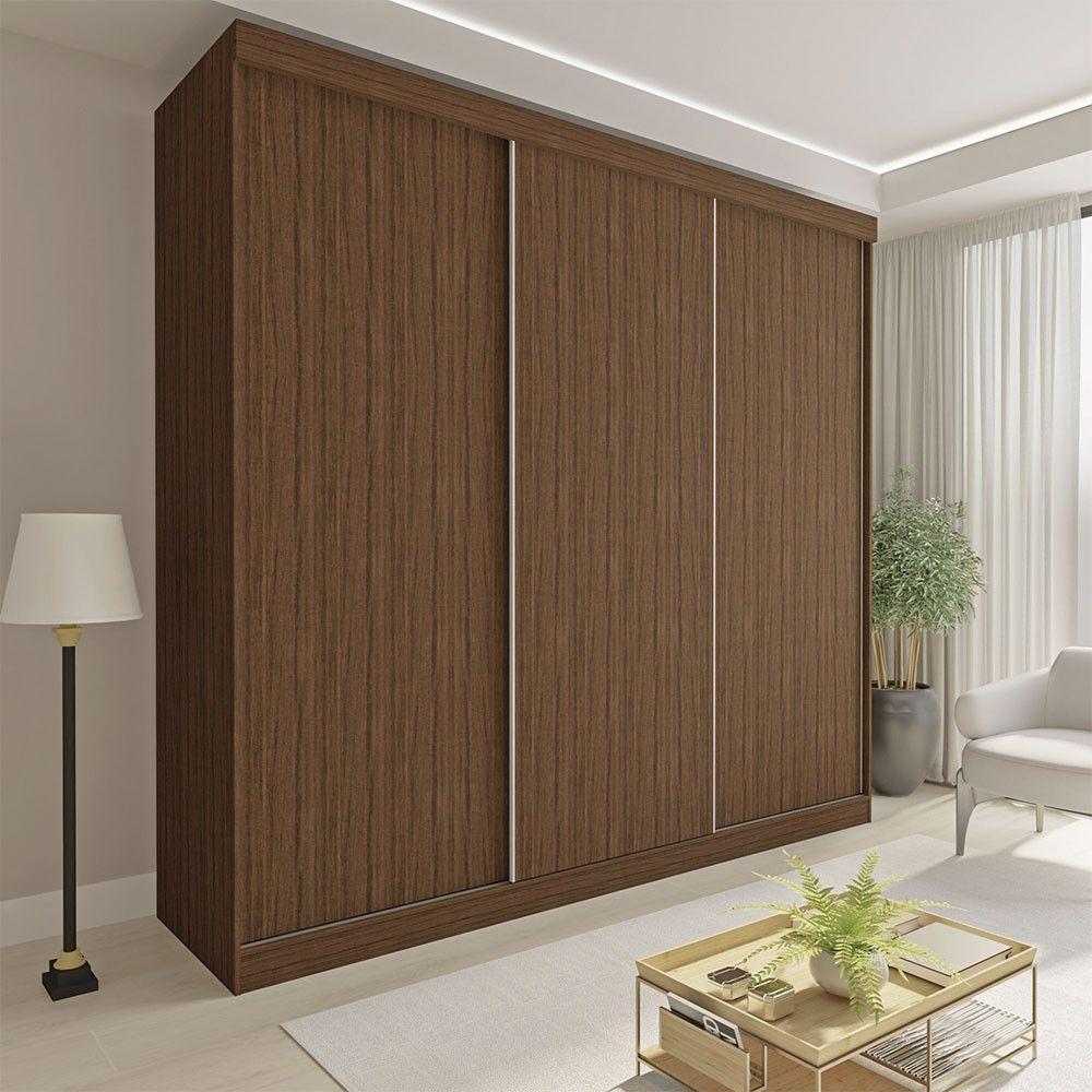 Guarda Roupa Casal Cronos 3 Pts De Correr 4 Gavetas Minastex Freijó - 2