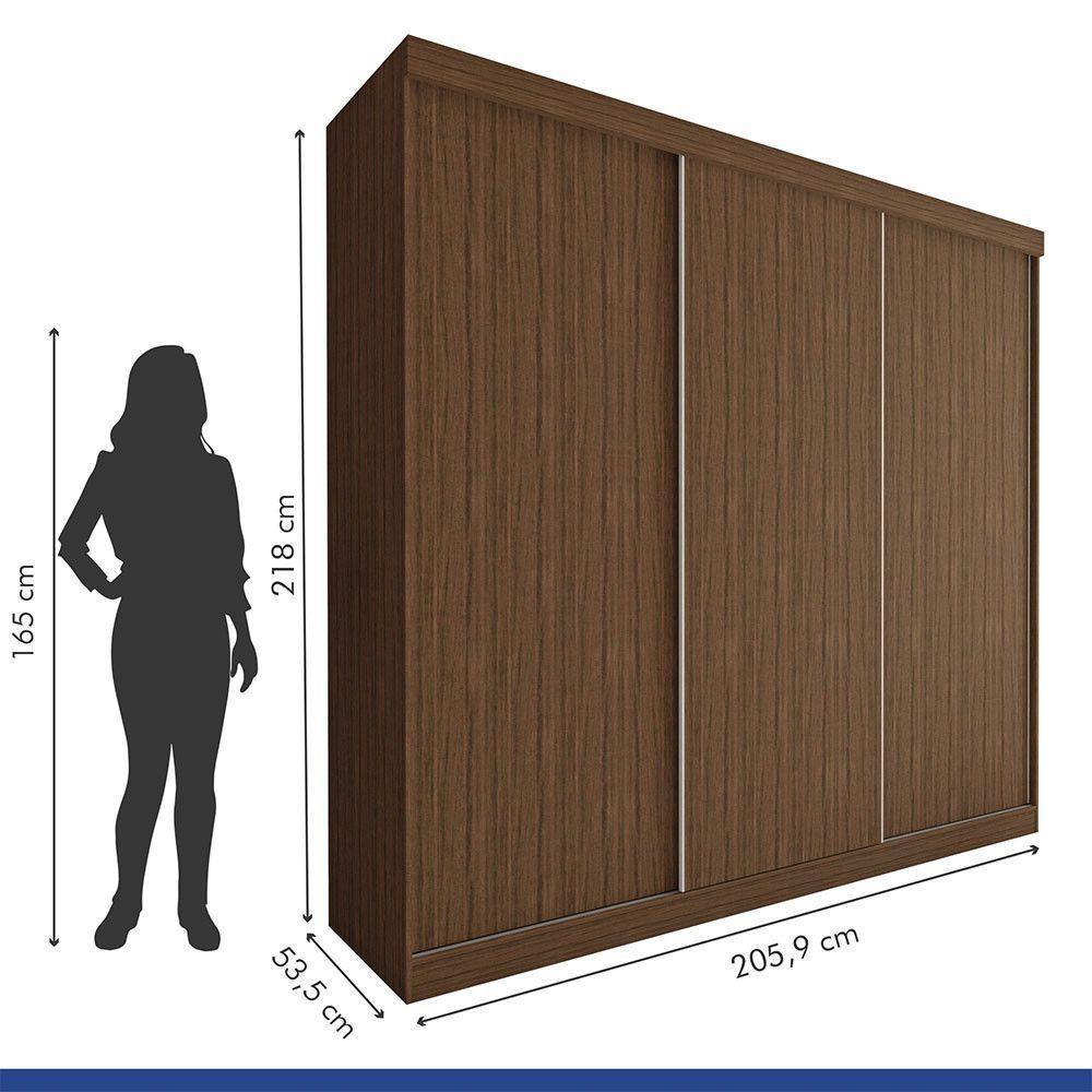Guarda Roupa Casal Cronos 3 Pts De Correr 4 Gavetas Minastex Freijó - 3