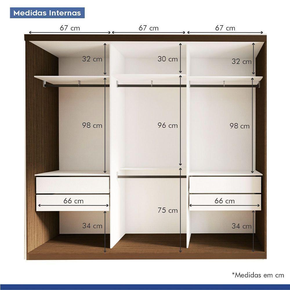Guarda Roupa Casal Cronos 3 Pts De Correr 4 Gavetas Minastex Freijó - 4