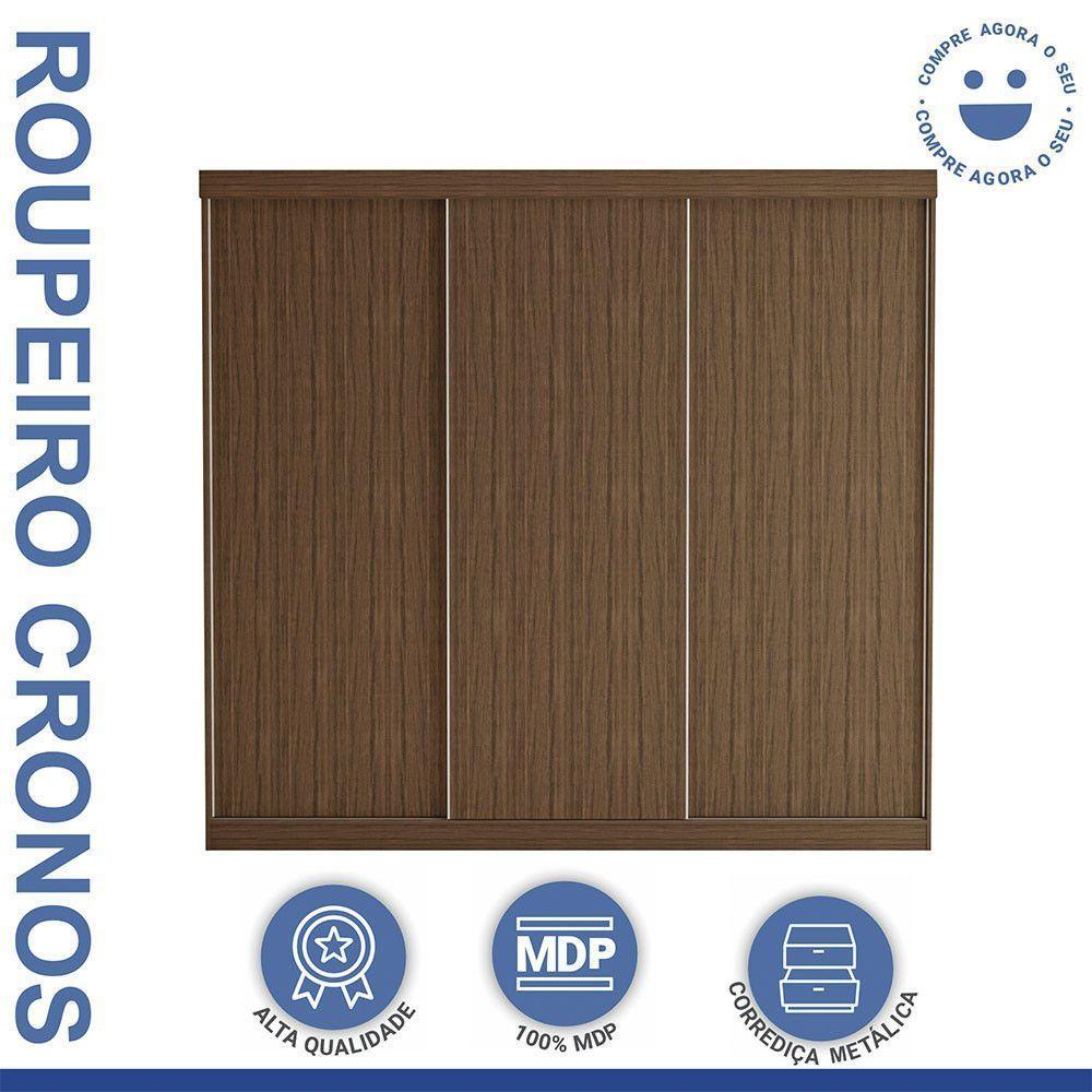 Guarda Roupa Casal Cronos 3 Pts De Correr 4 Gavetas Minastex Freijó - 10