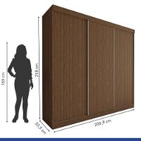 Guarda Roupa Casal Cronos 3 Pts De Correr 4 Gavetas Minastex Freijó - 3