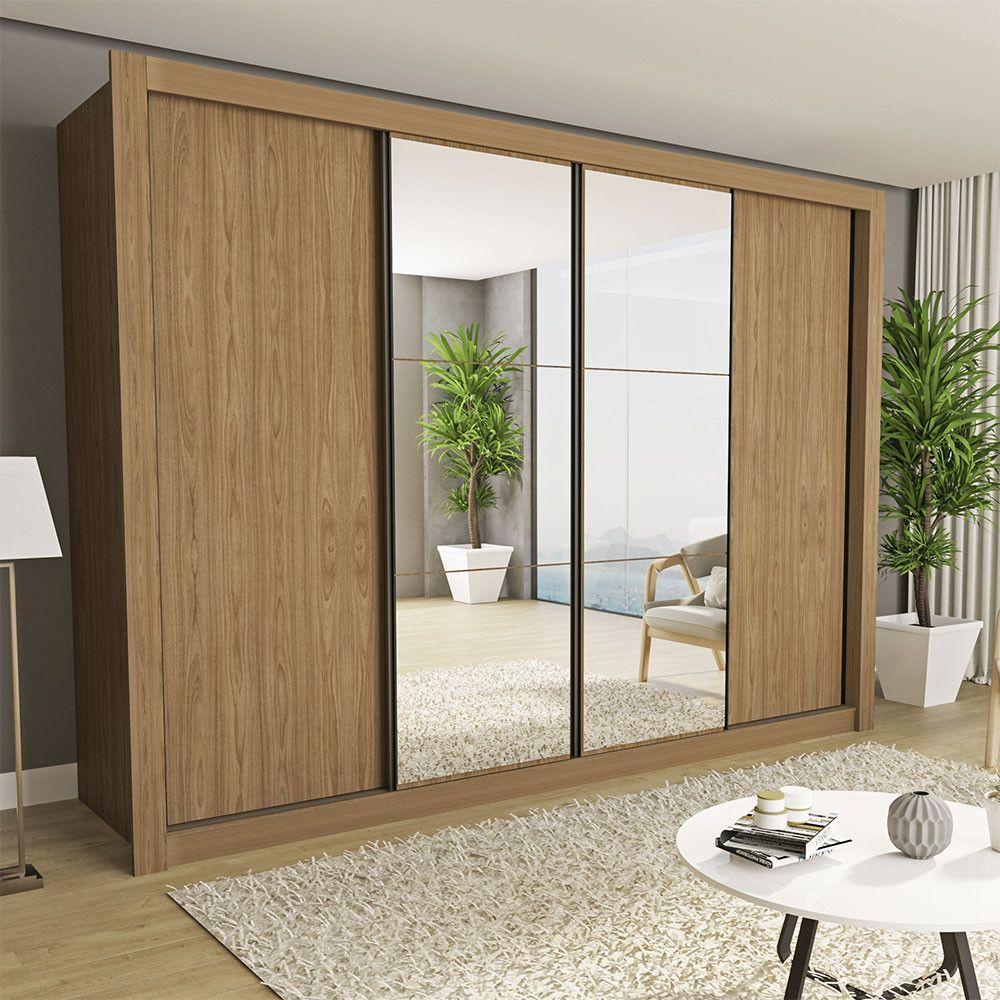 Guarda Roupa Casal Firenze Com 6 Espelhos 4 Portas Minastex Carvalho - 1