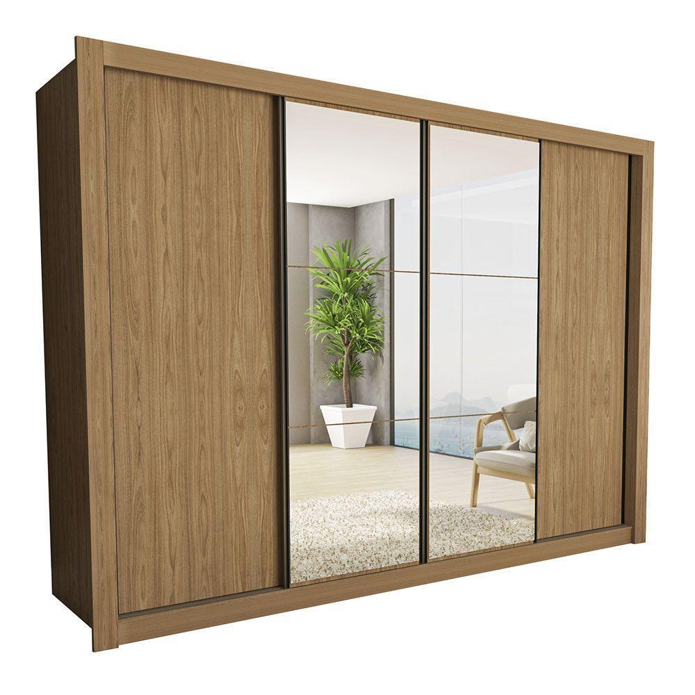Guarda Roupa Casal Firenze Com 6 Espelhos 4 Portas Minastex Carvalho - 2