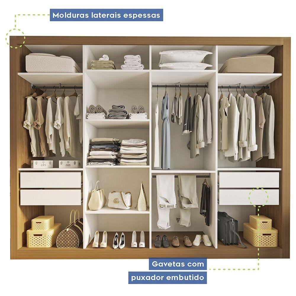 Guarda Roupa Casal Firenze Com 6 Espelhos 4 Portas Minastex Carvalho - 9