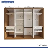 Guarda Roupa Casal Firenze Com 6 Espelhos 4 Portas Minastex Carvalho - 5