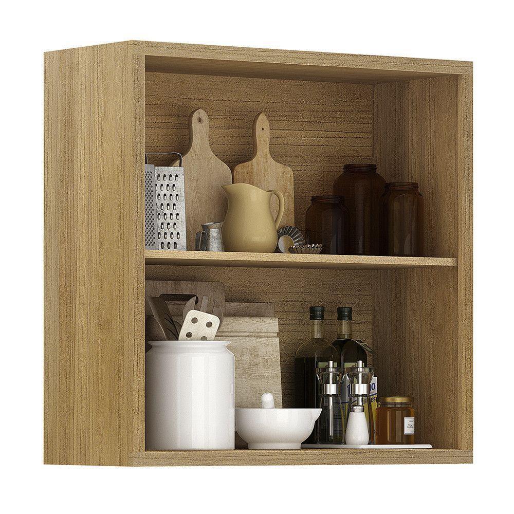 Armário Aéreo Para Cozinha 2 Portas 80cm Torino Valdemóveis Cinamomo/off White - 9