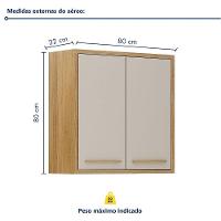 Armário Aéreo Para Cozinha 2 Portas 80cm Torino Valdemóveis Cinamomo/off White - 7