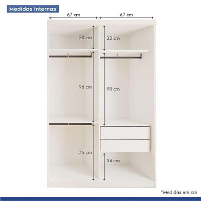 Guarda Roupa Solteiro Salvador Plus 2 Portas de Correr 2 Gavetas Branco MDP