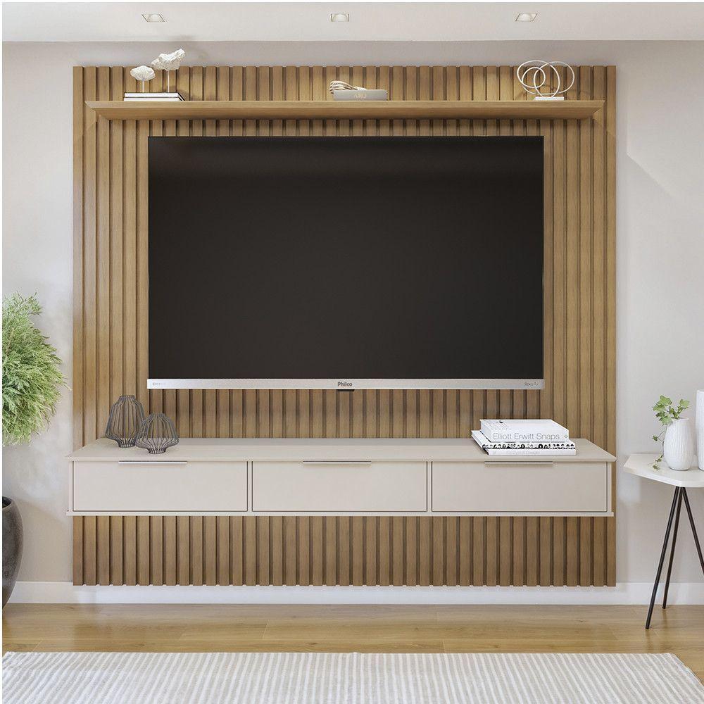 Painel Suspenso 227,6 Cm Com Nicho Vitória 100% Mdf Cinamomo/off White - 1