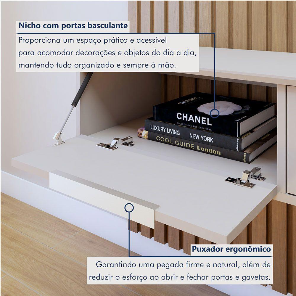 Painel Suspenso 227,6 Cm Com Nicho Vitória 100% Mdf Cinamomo/off White - 5