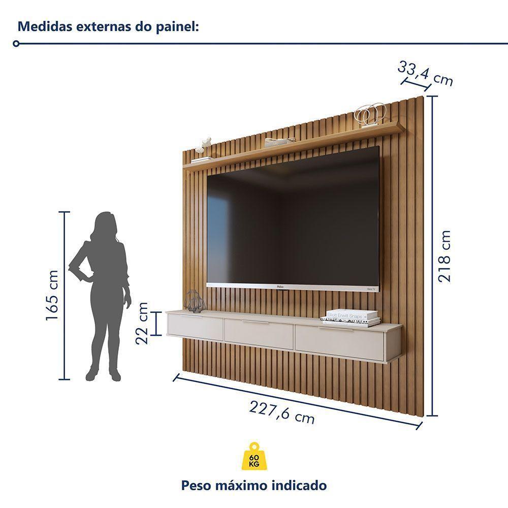 Painel Suspenso 227,6 Cm Com Nicho Vitória 100% Mdf Cinamomo/off White - 7