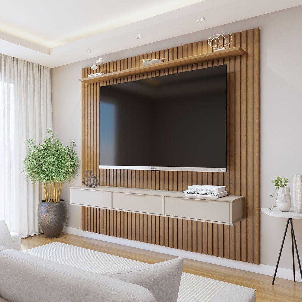 Painel Suspenso 227,6 Cm Com Nicho Vitória 100% Mdf Cinamomo/off White - 9