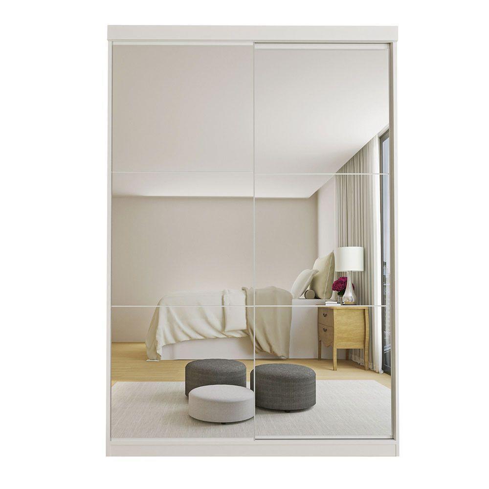 Guarda Roupa Solteiro Lila 2 Portas 6 Espelhos Minastex Branco - 3