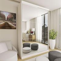 Guarda Roupa Solteiro Lila 2 Portas 6 Espelhos Minastex Branco - 1