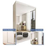 Guarda Roupa Solteiro Lila 2 Portas 6 Espelhos Minastex Branco - 8
