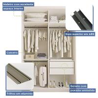 Guarda Roupa Solteiro Lila 2 Portas 6 Espelhos Minastex Branco - 9