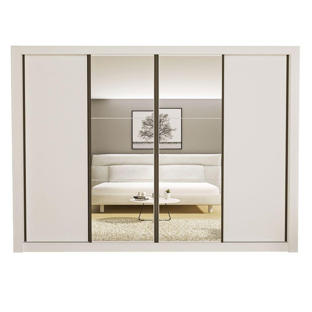 Guarda Roupa Casal Firenze Com 6 Espelhos 4 Portas Minastex Branco - 3