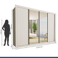Guarda Roupa Casal Firenze Com 6 Espelhos 4 Portas Minastex Branco