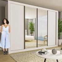 Guarda Roupa Casal Firenze Com 6 Espelhos 4 Portas Minastex Branco - 6