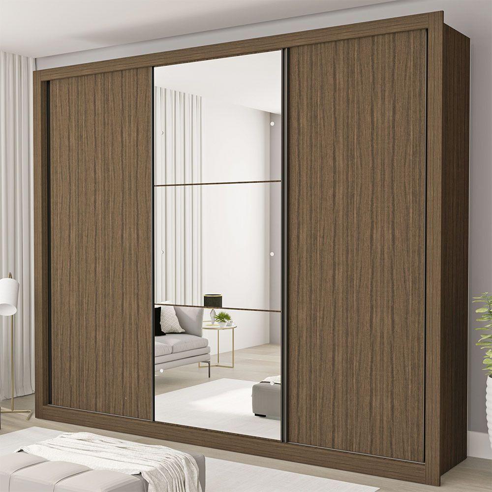 Guarda Roupa Casal Com 3 Espelhos 3 Portas Minastex Freijó - 1