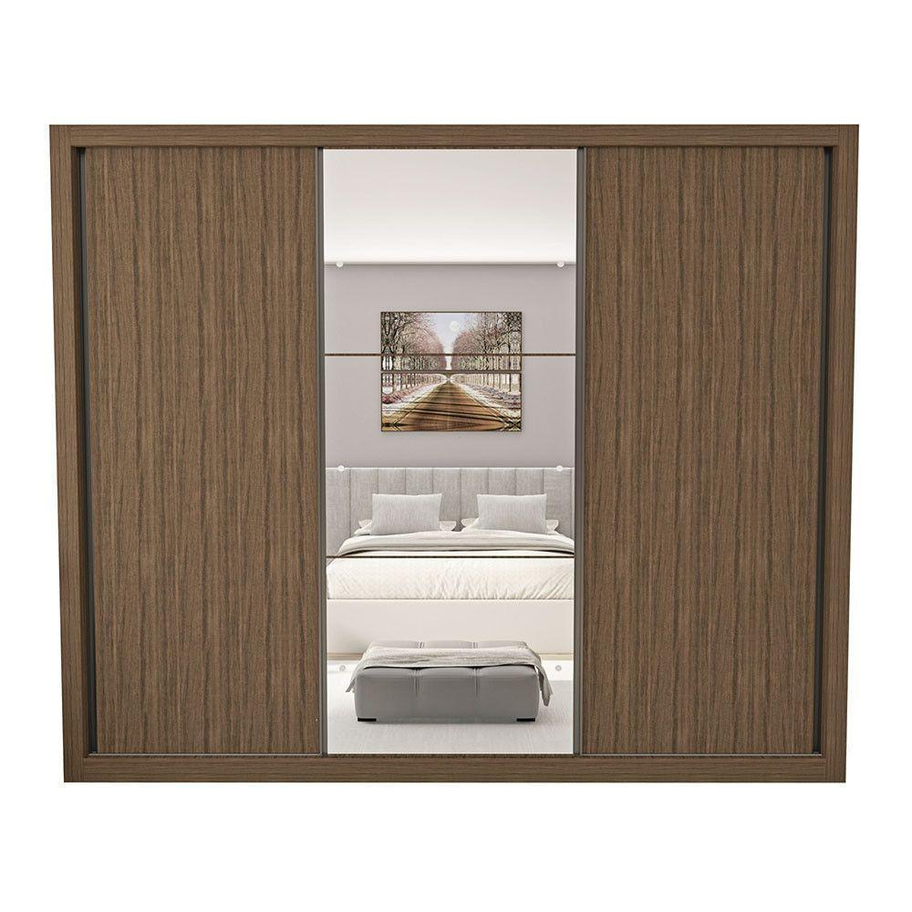 Guarda Roupa Casal Com 3 Espelhos 3 Portas Minastex Freijó - 3