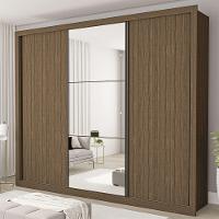 Guarda Roupa Casal Com 3 Espelhos 3 Portas Minastex Freijó - 1