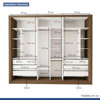 Guarda Roupa Casal Com 3 Espelhos 3 Portas Minastex Freijó - 5