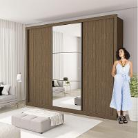 Guarda Roupa Casal Com 3 Espelhos 3 Portas Minastex Freijó - 6