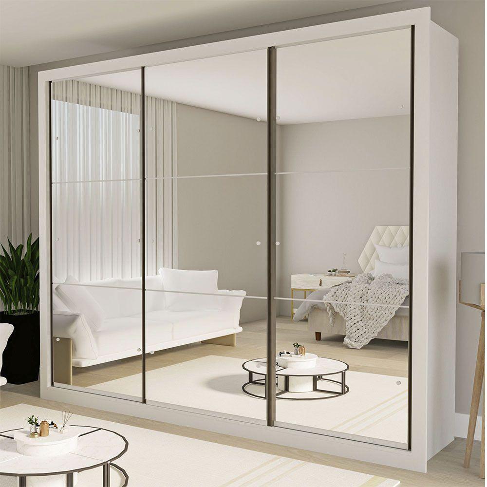 Guarda Roupa Casal Ravena Com 9 Espelho 3 Portas Minastex Branco - 1