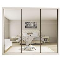 Guarda Roupa Casal Ravena Com 9 Espelho 3 Portas Minastex Branco - 3