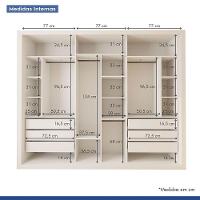 Guarda Roupa Casal Ravena Com 9 Espelho 3 Portas Minastex Branco - 5