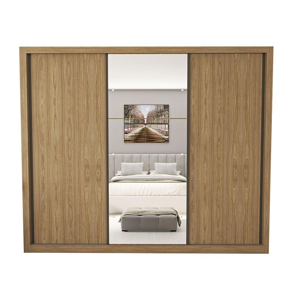 Guarda Roupa Casal Com 3 Espelhos 3 Portas Minastex Carvalho - 3