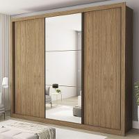 Guarda Roupa Casal Com 3 Espelhos 3 Portas Minastex Carvalho - 1