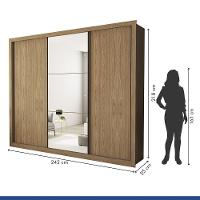 Guarda Roupa Casal Com 3 Espelhos 3 Portas Minastex Carvalho