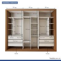 Guarda Roupa Casal Com 3 Espelhos 3 Portas Minastex Carvalho - 5