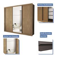Guarda Roupa Casal Com 3 Espelhos 3 Portas Minastex Carvalho - 8