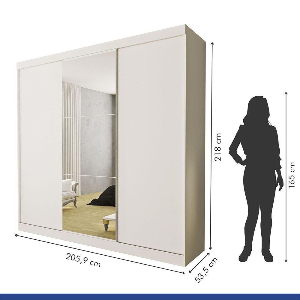 Guarda Roupa Casal Evidence 3 Portas E 3 Espelhos Minastex Branco - 4
