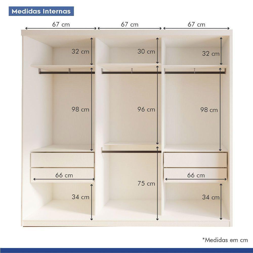 Guarda Roupa Casal Evidence 3 Portas E 3 Espelhos Minastex Branco - 5