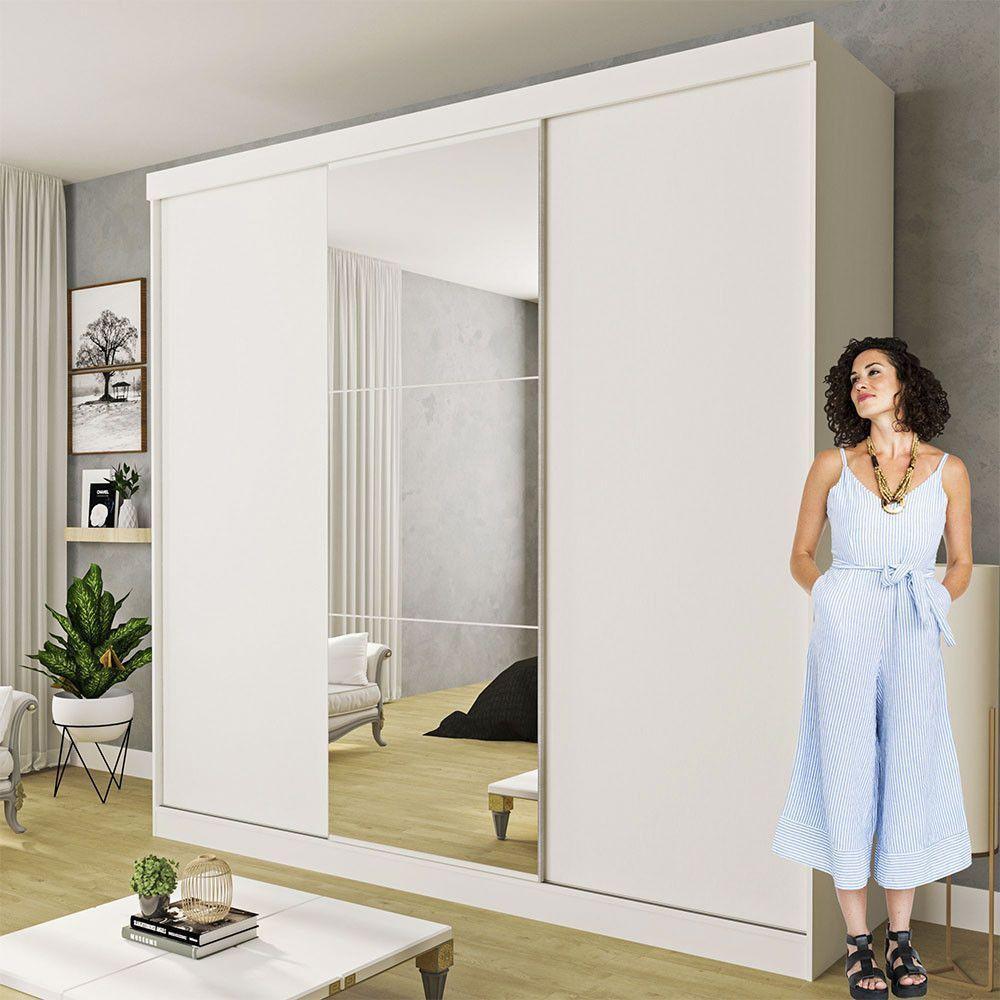 Guarda Roupa Casal Evidence 3 Portas E 3 Espelhos Minastex Branco - 6