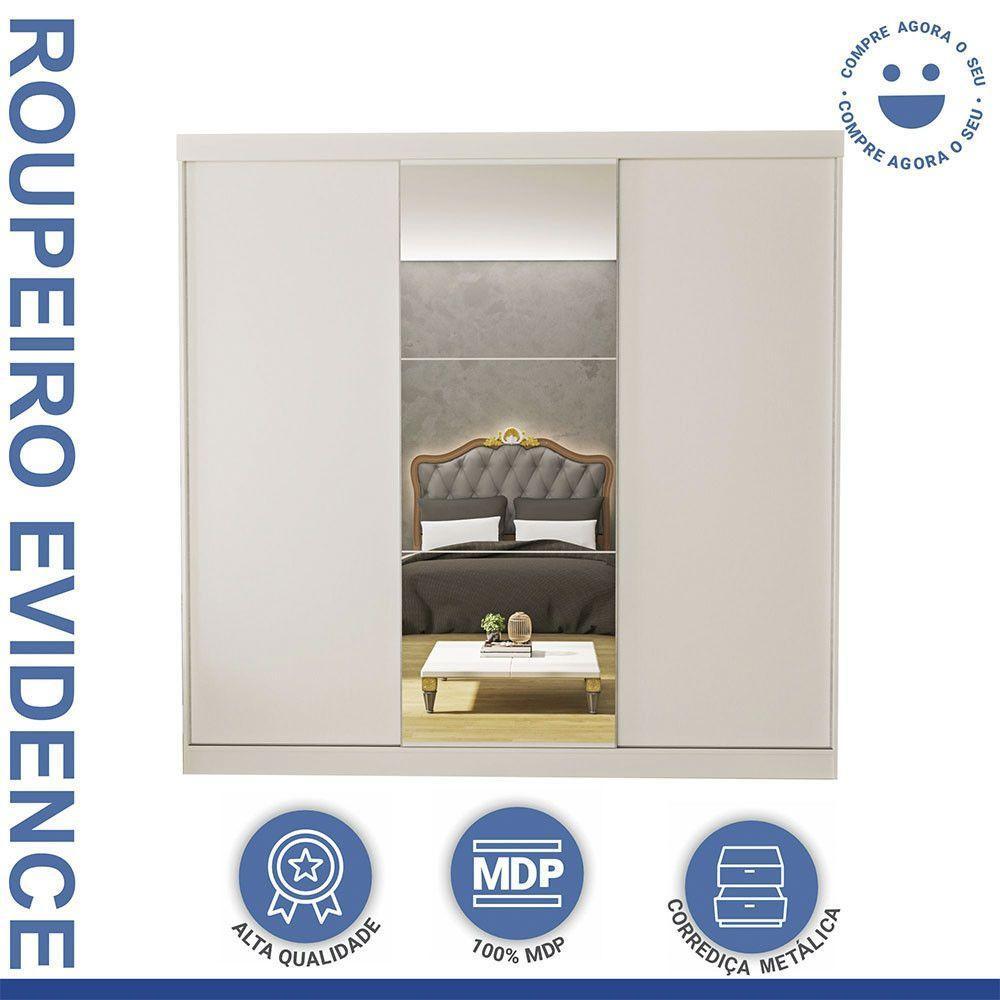 Guarda Roupa Casal Evidence 3 Portas E 3 Espelhos Minastex Branco - 7