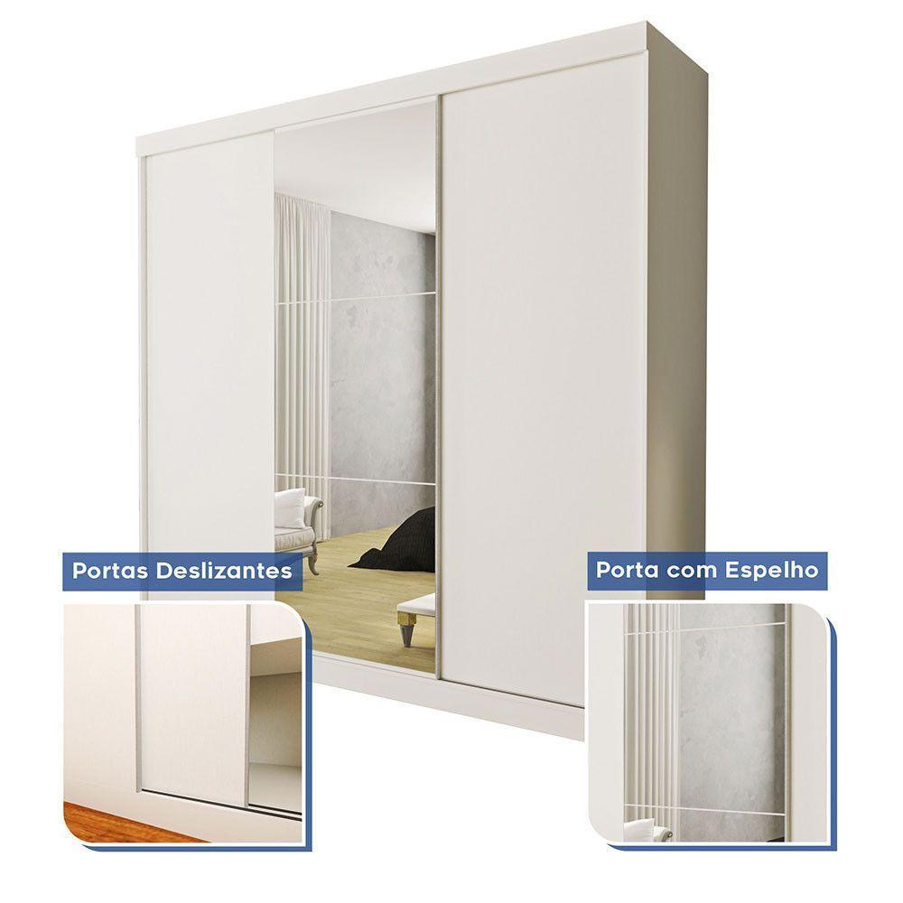 Guarda Roupa Casal Evidence 3 Portas E 3 Espelhos Minastex Branco - 8