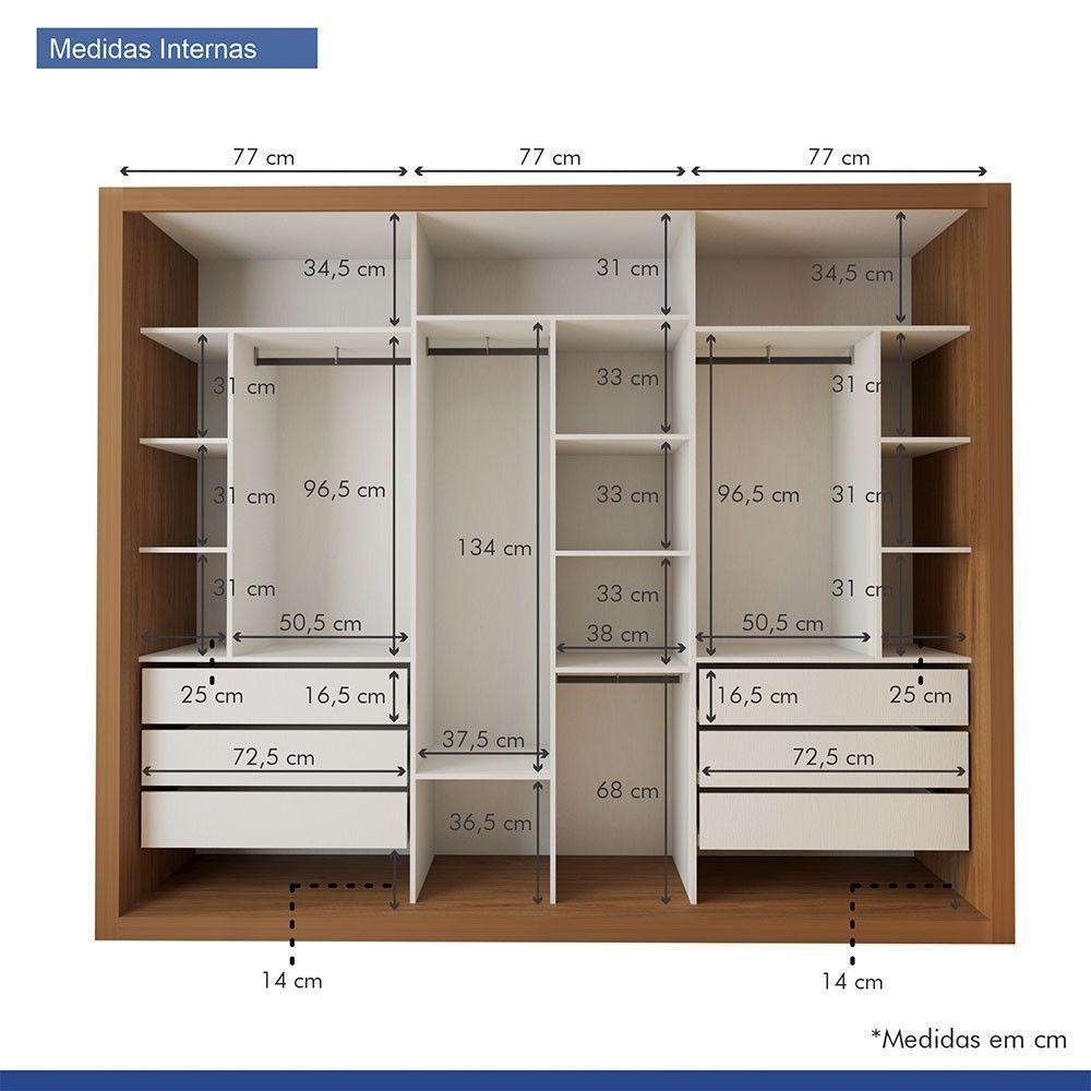 Guarda Roupa Casal Nápoli 3 Portas 6 Gavetas Minastex Carvalho - 5