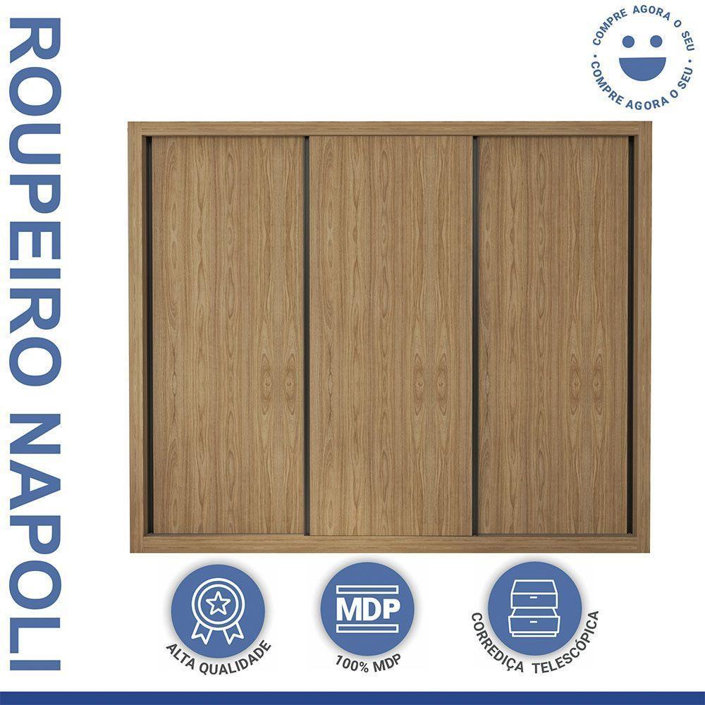Guarda Roupa Casal Nápoli 3 Portas 6 Gavetas Minastex Carvalho - 7